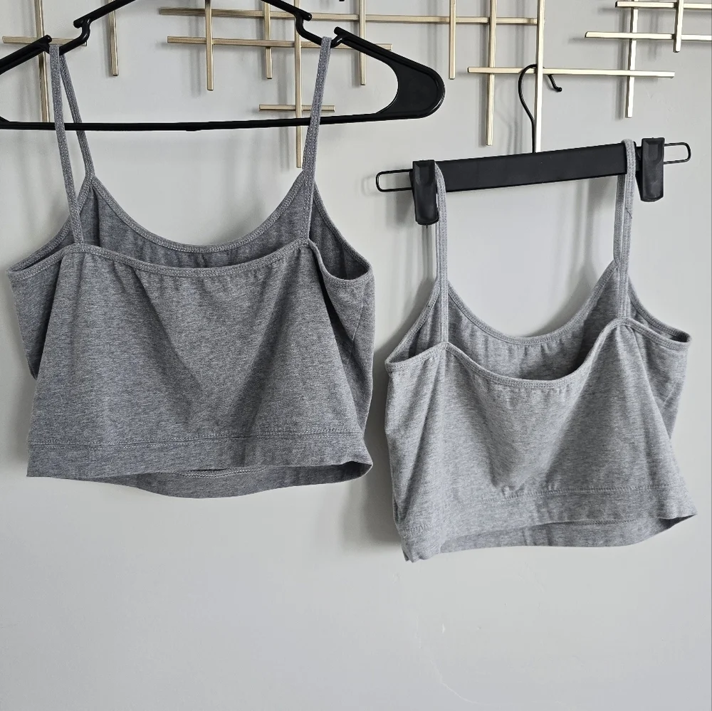 Two Piece Casual Gray Cropped Tank Tops​ - Picture 4 of 8